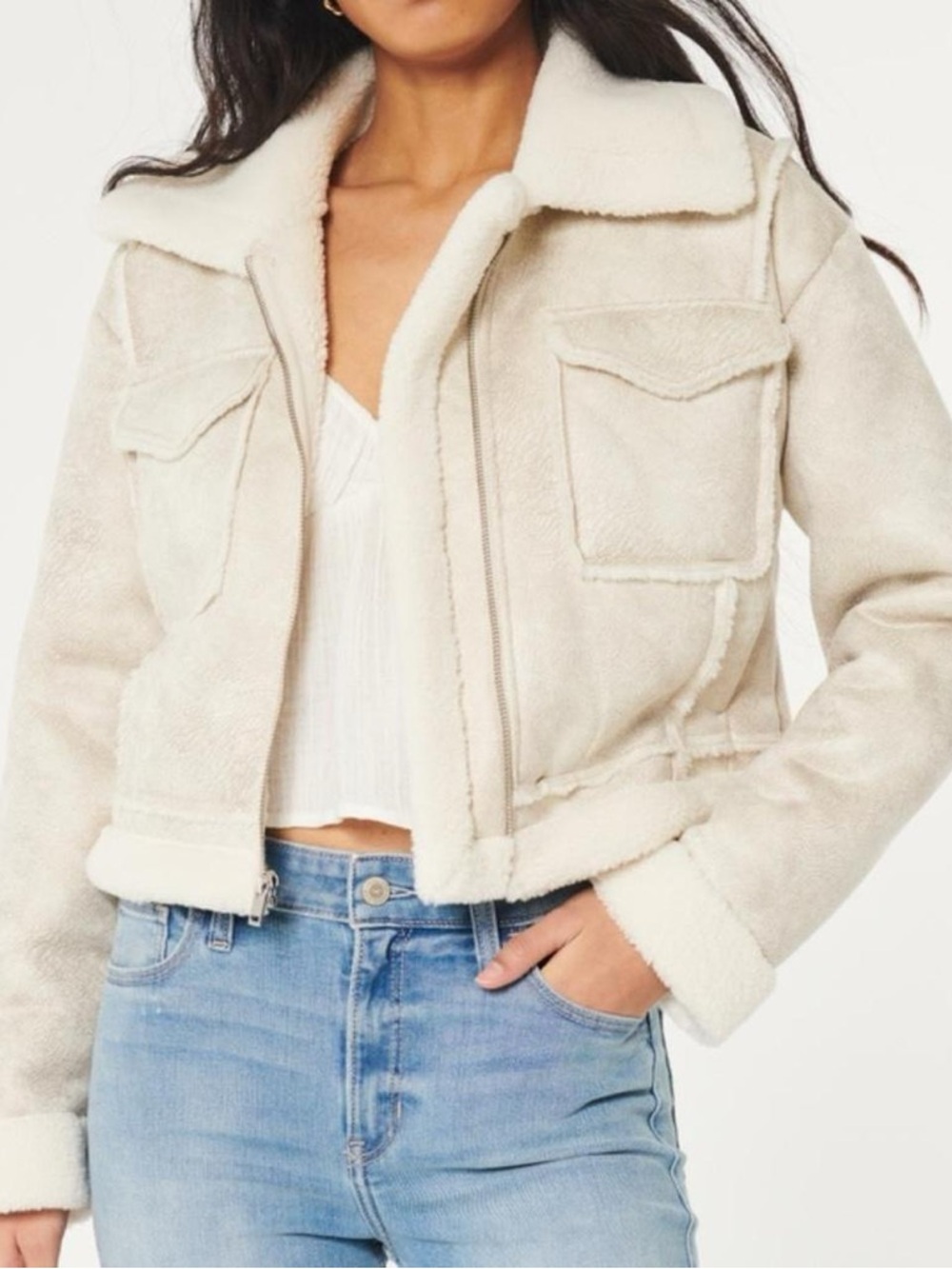 Hollister Cream Sherpa Teddy Jacket